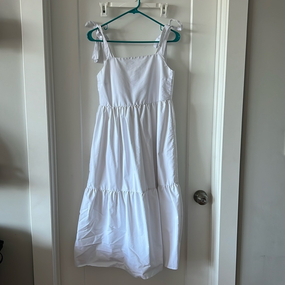 White flowy midi dress